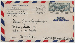 PANAM PAA 1941 USA United States Postage New-York Jamaica Air Mail Cover To SWITZERLAND Chaux De Fonds - Airplanes