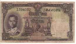 THAILAND  5 Baht   P75d   ( 1955 )  King Rama IX  +  Royal Throne Hall - Tailandia