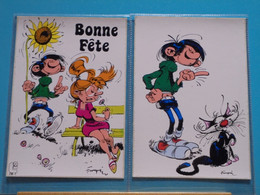 2 Cartes Postales Auto-collante Gaston Lagaffe Franquin - Gaston