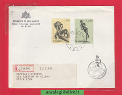 SAN MARINO 1974 - St.Post.049 - Busta FDC Raccomandata, 2v. Serie "EUROPA UNITA, SCULTURE" - Vedi Descrizione - - Lettres & Documents