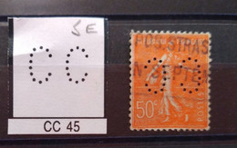 FRANCE  TIMBRE CC 45  INDICE 4 SUR 199 LIGNEE PERFORE PERFORES PERFIN PERFINS PERFO PERFORATION PERFORIERT - Usati