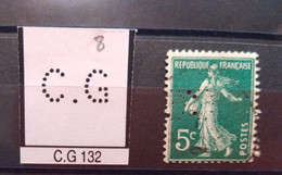 RARE FRANCE  TIMBRE C.G 132   INDICE 8 CG 132 SUR 137 PERFORE PERFORES PERFIN PERFINS PERFO PERFORATION PERFORIERT - Used Stamps