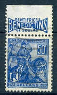 TIMBRE  ISSUS De CARNET Avec BANDE  PUBLICITAIRE Dentifrice BENEDICTINS Sur FACHI 272 - Used Stamps