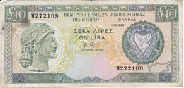 BILLETE DE CHIPRE DE 10 LIRA DEL AÑO 1988  (BANKNOTE) - Cyprus