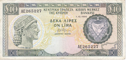 BILLETE DE CHIPRE DE 10 LIRA DEL AÑO 1990  (BANKNOTE) - Chypre