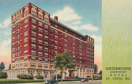 3560 – St. Louis Missouri MO USA - Gatesworth Apartment Hotel – Linen – Cars 1940-1945 – VG Condition – 2 Scans - St Louis – Missouri