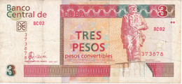 BILLETE DE CUBA DE 3 PESOS CONVERTIBLES DEL AÑO 2007  (BANKNOTE) CHE GUEVARA - Cuba