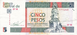 BILLETE DE CUBA DE 5 PESOS CONVERTIBLES DEL AÑO 2011  (BANKNOTE) ANTONIO MACEO - Cuba