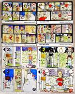 Latvia Phone Cards Set Comic Snowman, Ambulance, Red Cross, Fire, Broken Phone - Letland