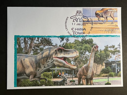 (1 Oø1) Dinosaur - With Dinosaur Stamp From Mini-sheet - Lunar New Year Of The Rabbit Postmark - Brieven En Documenten