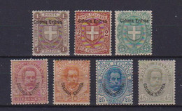 COLONIE ITALIANE ERITREA 1895-99 FRANCOBOLLI D'ITALIA SOPRASTAMPATI SASS. 12-18 MNH XF - Eritrée