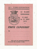 Carte Exposant , Vierge, XI E Foire-Exposition,LE BLANC, Indre , 1972 - Unclassified