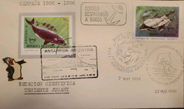 A) 1996, ARGENTINA, UPAEP, ANTARCTICA, MAIL DISPATCHED ON BOARD, TENIENTE JUBANY SCIENTIFIC STATION, MARINE ANIMALS, XF - Covers & Documents