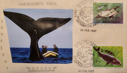 A) 1997, ARGENTINA, UPAEP, ANTARCTICA, NAVAL DETACHMENT, ORCADAS BASE, MARINE ANIMALS, XF - Covers & Documents