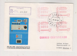 CUBA 1984 HAVANA HABANA ATM Stamps Used On Registered Cover To Germany - Storia Postale