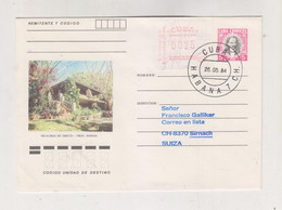 CUBA 1984 HAVANA HABANA ATM Stamp Used On Postal Stationery Cover To Switzerland - Brieven En Documenten