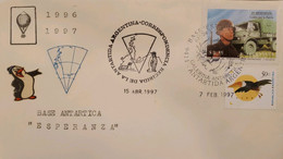A) 1997, ARGENTINA, ANTARCTIC, HOPE BASE, FALLEN FOR THE COUNTRY, TOUCAN, XF - Covers & Documents
