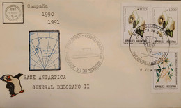 A) 1991, ARGENTINA, GENERAL BELGRANO II ANTARCTIC BASE, FLORES, XF - Brieven En Documenten