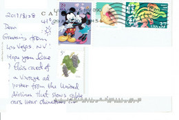 C1 : USA - Year Of Monkey, Mickey Mouse  Stamps Used On Postcard ( United Airlines San Francisco Postcard) - Cartas & Documentos