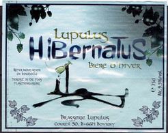 2 étiquettes De La Bière LUPULUS HIBERNATUS 75 Cl, Alc. 9,5 % (Brasserie Lupulus, Bovigny, Belgique) - Bière