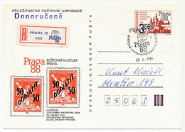 TCHECOSLOVAQUIE - Carte Postale (entier Postal) - Praga 88 - Oblit Temporaire - Cartes Postales