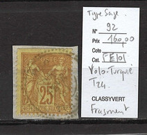 France - VOLO -depart 1 Euro - Turquie - Bureau Français Etranger - Type Sage - Type 24 - 1876-1898 Sage (Type II)