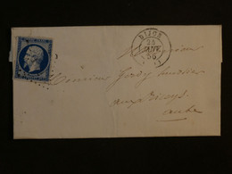 BM10  FRANCE  BELLE LETTRE 1856 DIJON AUX RICEYS      +N°14 +AFFRANCH.  INTERESSANT++++ - 1853-1860 Napoleone III