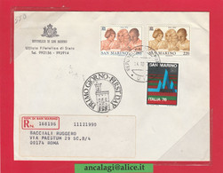 SAN MARINO 1976 - St.Post.060 - Busta FDC Raccomandata, 2v. Serie "UNESCO" - Vedi Descrizione - - Cartas & Documentos