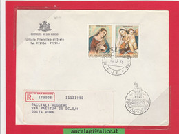 SAN MARINO 1976 - St.Post.061 - Busta FDC Raccomandata, 2v. Serie "NATALE" In Dittico - Vedi Descrizione - - Covers & Documents