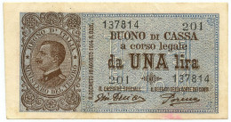 1 LIRA BUONO DI CASSA VITTORIO EMANUELE III PORENA LUGLIO 1921 QSPL - Sonstige