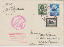 1937 - CP ZEPPELIN HINDENBURG / DEUTSCHLANDFAHRT ! - ANNOTATION "WEGEN AUSFALLS DER DEUTSCHLANDFAHRT POSTABWURF BEI.." - Luft- Und Zeppelinpost