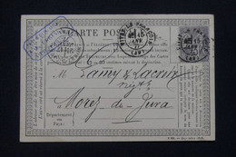 FRANCE - Carte Précurseur De Vitry Le François Pour Morez En 1877 Avec Sage 15ct  - L 138909 - Vorläufer