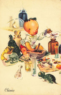 CPA - Fantaisies - Chimie - Bébé Faisant Des Expériences - Animaux - Oblitéré Liège 1954 - Couleur - Bébés