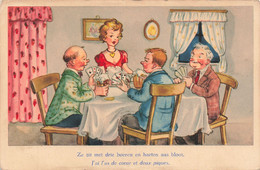 CPA - Illustrateur - Jeux De Cartes - J'ai L'as De Coeur Et Deux Piques -Ze Zit Met Drie Boeren En Harten Aas Bloot - Other & Unclassified