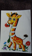 CPSM GIRAFE DESSINEE YEUX QUI BOUGENT FLEURS CRAVATE POUR ENFANTS ED KRUGER - Giraffe