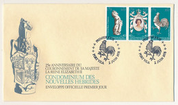 NOUVELLE HÉBRIDES - Enveloppe FDC - 25eme Anniversaire Couronnement D'Elisabeth II - Port Vila - 2 Juin 1978 - FDC