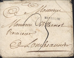 Doubs Marque Postale BESANCON 25x2,5 Lenain N°8 (1748 1756) I7 Taxe Manuscrite 5 Pour Lons Le Saulnier - 1701-1800: Vorläufer XVIII