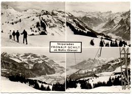 MOLLIS Skilift Fronalp-Schilt Ski-Läufer Gel. 1985 Stempel Gasthaus - Mollis