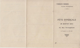 Vieux Papiers - Programmes - FETE SYNDICATS FEMININS Du 26 Janvier 1913 - Bon état - Programme