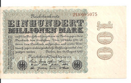 ALLEMAGNE 100 MO MARK 1923 XF+ P 107 - 100 Mio. Mark