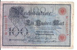 ALLEMAGNE 100 MARK 1908 VF P 33 - 100 Mark