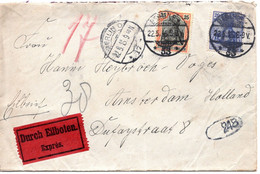 56554 - Deutsches Reich - 1915 - 25Pfg Germania MiF A EilBf BERLIN -> Niederlande, O Zensur, M Rohrpost-Transitstpl - Lettres & Documents