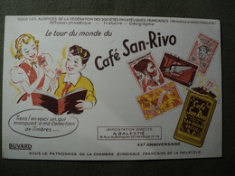 BUVARD LE TOUR DU MONDE DU CAFE SAN RIVO. 1955? - Café & Thé