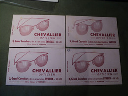 LOT DE 4 BUVARDS CHEVALLIER OPTICIEN. EVREUX. 27 3 GRAND CARREFOUR. MEME MAISON A VERNON - O