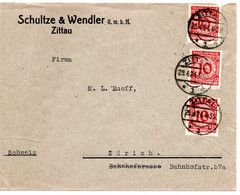 56563 - Deutsches Reich - 1924 - 3@10Pfg Korbdeckel A Bf ZITTAU -> Schweiz - Covers & Documents