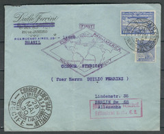 BRESIL 1930 Timbre PA Privé N° 14 + Complémentaire S/Lettre Zeppelin 1° Vol Brésil USA Europe Via Condor (rare) - Aéreo (empresas Privadas)