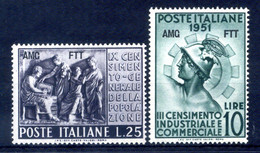 1951 Trieste Zona A S133/134 MNH **, 3° Censimento Industriale E Commerciale E 9° Censimento Gen. Della Popolazione - Mint/hinged