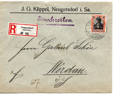 56565 - Deutsches Reich - 1905 - 30Pfg Germania EF A R-Bf NEUGERSDORF -> WERDAU - Lettres & Documents