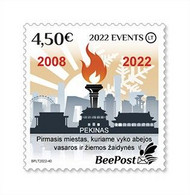 Lithuania 2022 Significant Events Beijing Olympic Capital 2008 2022 BeePost Stamp Mint - Invierno 2022 : Pekín