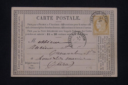 FRANCE - Carte Précurseur De Pierre De Bresse Pour Lons Le Saunier En 1876, Affranchissement Cérès 15ct - L 138987 - Cartes Précurseurs